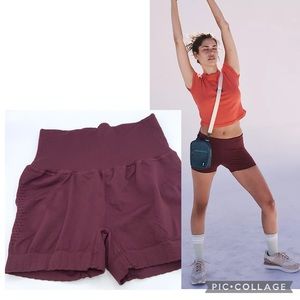 NEW! FREE PEOPLE Movement GOOD KARMA Running Shorts XS/S Oxblood Red Wine